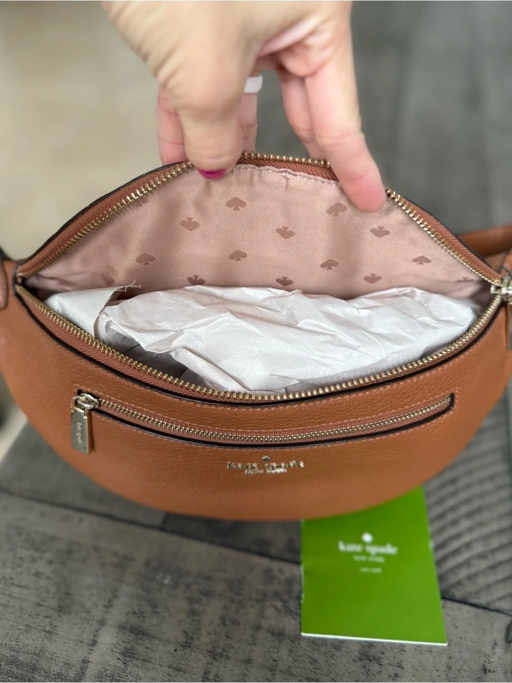 Kate spade Leila belt bag gingerbread waist Fanny leather new
